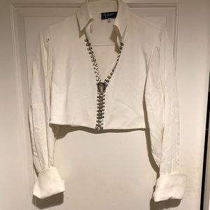 Vintage Runway Claude Montana Overside Zipper Cropped top Archival